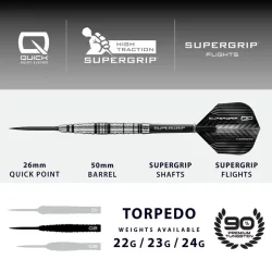 Harrows Supergrip Quick Point Torpedo 90% Tungsten 22 gram