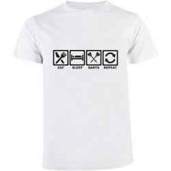 T-Shirt Eat Sleap Darts Repeat Hvit
