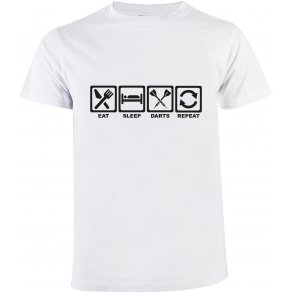 T-Shirt Eat Sleap Darts Repeat Hvit