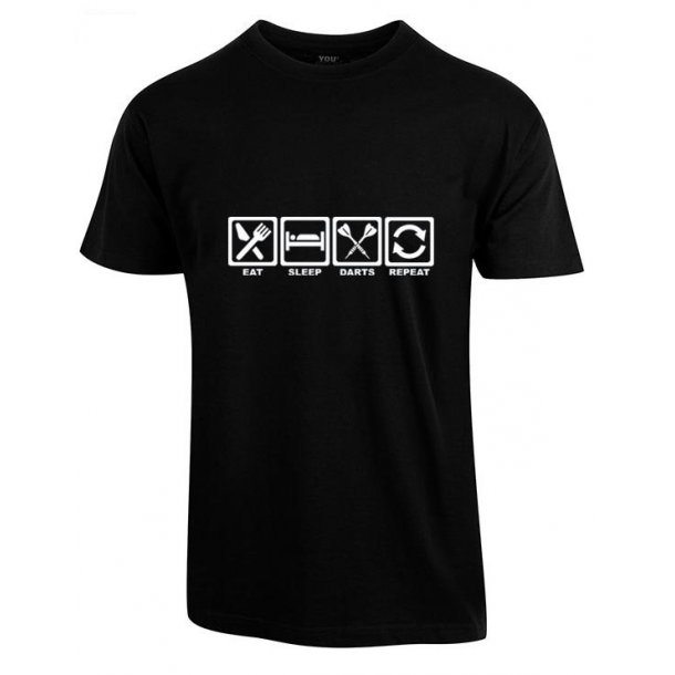 T-Shirt Eat Sleap Darts Repeat Svart.